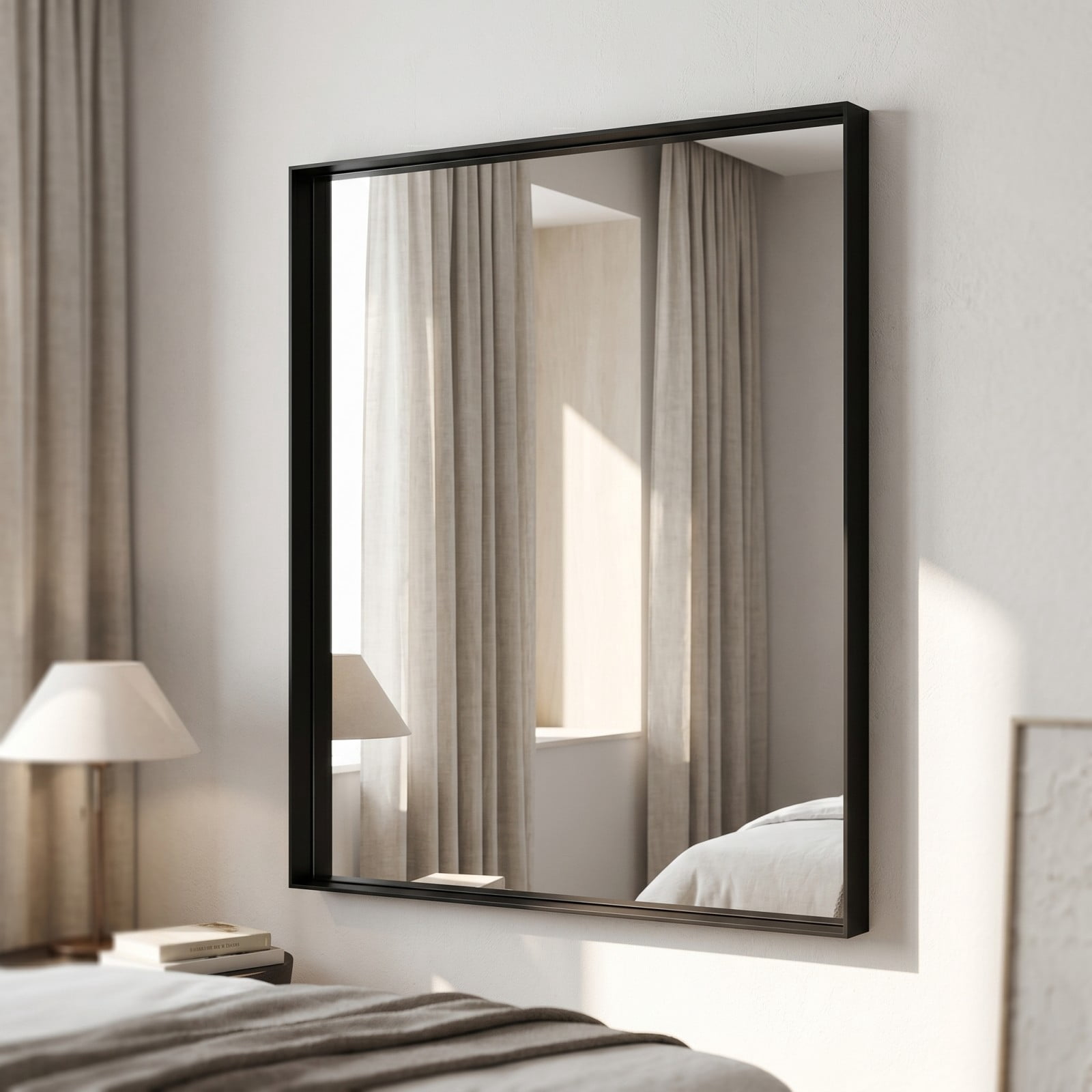 Gleamira 40"x48" Bathroom Wall Mounted Mirror Vanity Rectangular Mirror with Deep Frame, Black