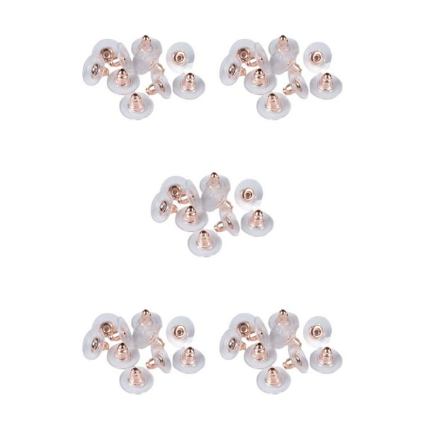 Respaldos de aretes Qarigey 100 pares con almohadilla de goma perforada dorado plateado oro rosa