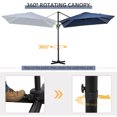 thumbnail image 4 of Outsunny 8'x8' Square Patio Hanging Offset Umbrella w/ Cross Base Dark Blue, 4 of 10