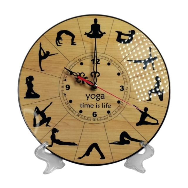 veasfak 11.8inch Round Clock with Pose Pattern Multipurpose Tabletop Decoration Small Numbers