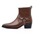 thumbnail image 4 of Chenyee Cowboy Boots for Men Western Motorcycle Riding Pointed Toe Heel Ankle Dress Booties, 4 of 5