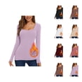 thumbnail image 1 of Hauts à Manches Longues pour Femmes 2026 Automne Hiver Col Carré Uni Ajusté Respirant T-Shirt, 1 of 7