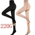 thumbnail image 5 of Lovskoo Fleece Lined Tights for Women Sheer Fake Translucent High Waist Stockings Solid Warm Pantyhose Stretch Warm Leggings Khaki, 5 of 5