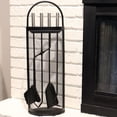thumbnail image 4 of Sunnydaze 4pc Fireplace Tool Set with Mesh Shroud Holder - Black, 4 of 7