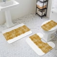 thumbnail image 3 of Aesthetic Gold Bathroom Rugs Set Mottled Abstract Texture Modern Minimalist Non Slip Absorbent Soft Bath Mats 3 Piece Set with Bathroom Rug, U-Shaped Floor Mat, Toilet Seat Cover Large Size, 3 of 9