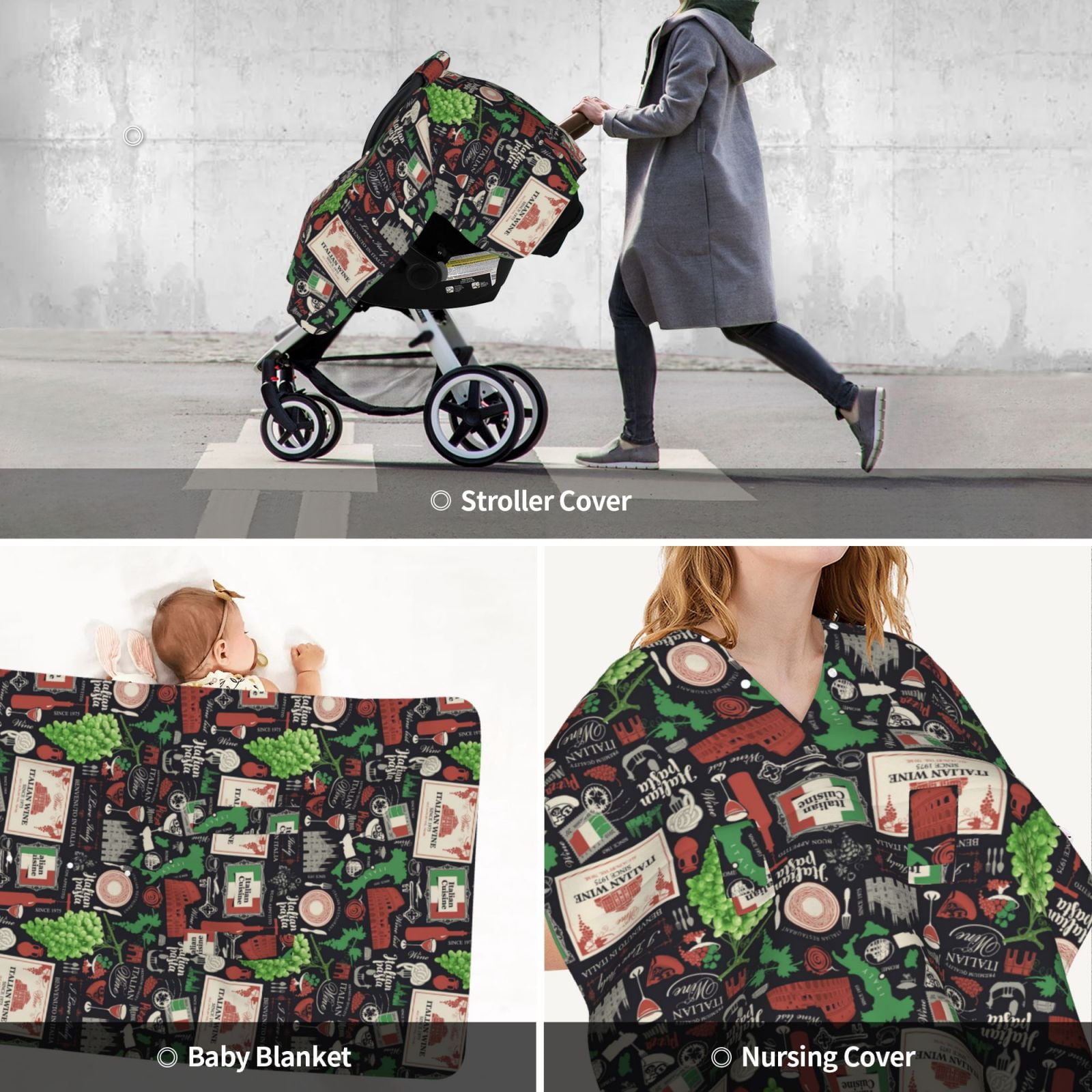 Car Seat Cover Baby - Stamp Pattern Grape Breathable Infant Car Seat Cover for Baby Carseat, Lightweight Comfort Baby Essentials Must Haves Newborn Stuff for Girl Boy