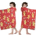thumbnail image 4 of Red Christmas Gingerbread Man Pattern Hooded Bath Towel，60"x35" for Ages 3 To 12 Kids, Quick Dry Lightweight Soft Microfiber Hood Beach Towel Cover Up for Kids, 4 of 7
