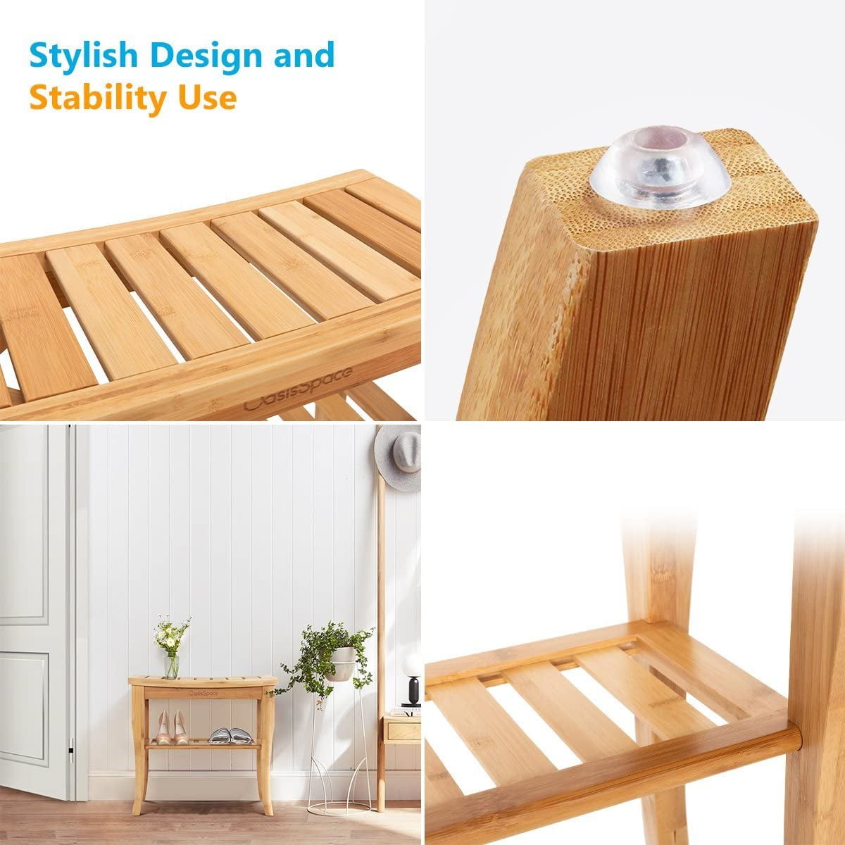 OasisSpace Bamboo Shower Bench, 19