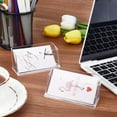 thumbnail image 4 of Business Card Holder Clear Plastic Card Display Stand 2 Pieces Desk Accessory Transparent Name Card Case Box Organizer Horizontal Countertop, 4 of 9