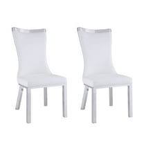 Milan Amelia 44.3" Faux Leather Upholstered Side Chairs in White (Set of 2)