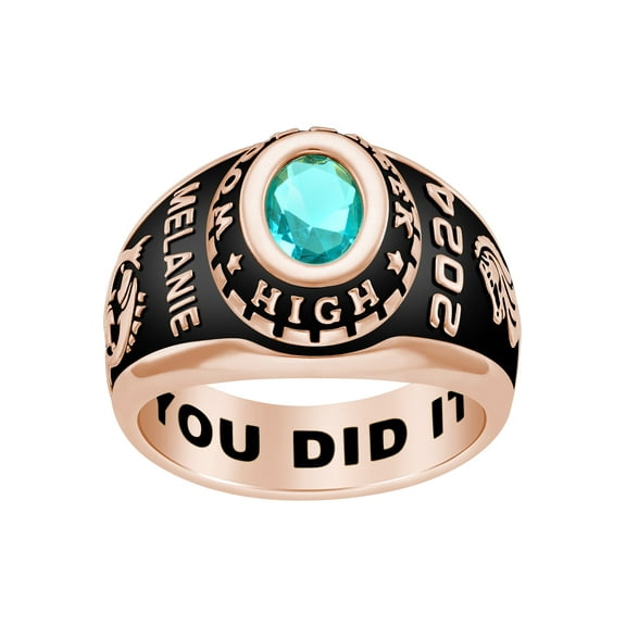 Order Now for 2025 Graduation, Freestyle Women's Rose Gold Celebrium Classic Oval Birthstone Class Ring, Personalized, High School or College