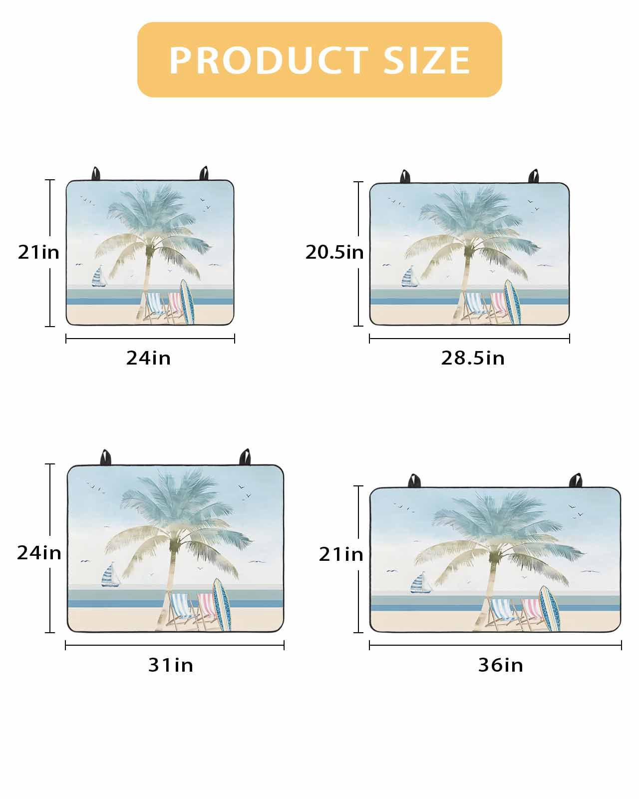 nqOlkjepod Large Induction Cooktop Protector Mat 24"x21", Summer Beach Chair Stove Top Covers for Electric Stove, Coastal Palm Trees Canoeing Stove Burner Cover Mats, Glass Top Stove Cover