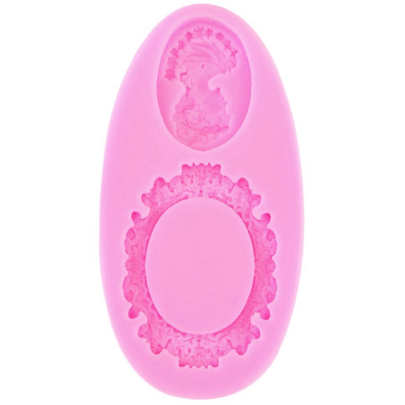 Silicone Woman Cameo Mirror Frame Fondant Mould Chocolate Baking Deco# Mold N1J8