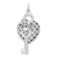 thumbnail image 5 of Silver Polished C.Z Heart and Key Charm Pendant, 5 of 5