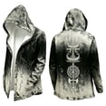 thumbnail image 1 of EliteGoogv Hooded Jackets For Men Zip Front Norse Style Longline Coat Halloween Occasion Wear Mens Gothic Cardigan Coats Light Gray, 1 of 2