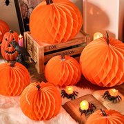 3D Paper Pumpkin Honeycomb Hanging Decoration Lanterns Pumpkin Tissue Ball Halloween Party Weddings Garden Indoor Outdoor Decoration