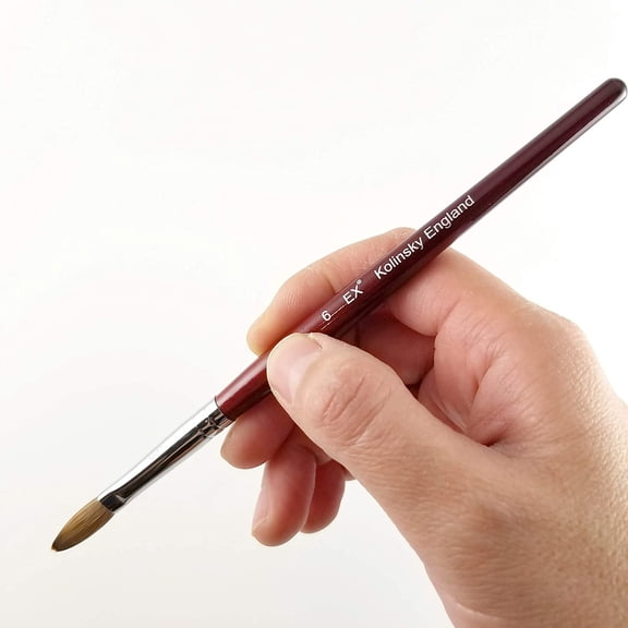 EX Kolinsky Nail Art Brush for Acrylic Powder Manicure Pedicure (Crimped), Size 6