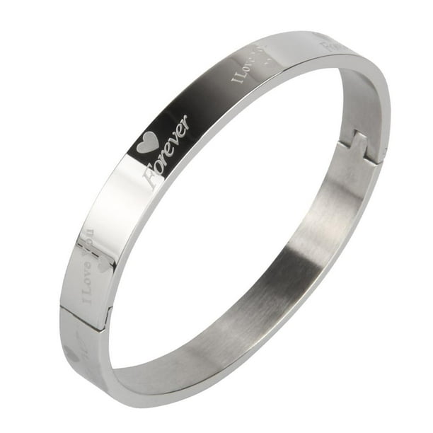 Brazalete de pareja Sunnimix acero inoxidable Plata 6mm