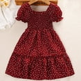 thumbnail image 2 of Coerni Kids Toddler Girls Short Bubble Sleeve Polka Dot Elastic Waist Summer Princess Dress Outfits Toddler Girls Dress, 2 of 8