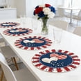thumbnail image 6 of 4pcs Circular Independence Day Polyester Placemats, Washable Heat Resistant Red White Blue Star Printed Non-Slip Table Mats, for July 4th Home Dining Kitchen Holiday Party Decorations, F, 6 of 6