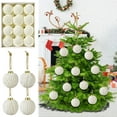 thumbnail image 2 of Deeceymbur Knit Texture Christmas Baubles Set Cream White Tree Ornaments 12 Piece 7cm with Gold Hangers Elegant Holiday Decorations for Festive Home Christmas Tree, 2 of 9