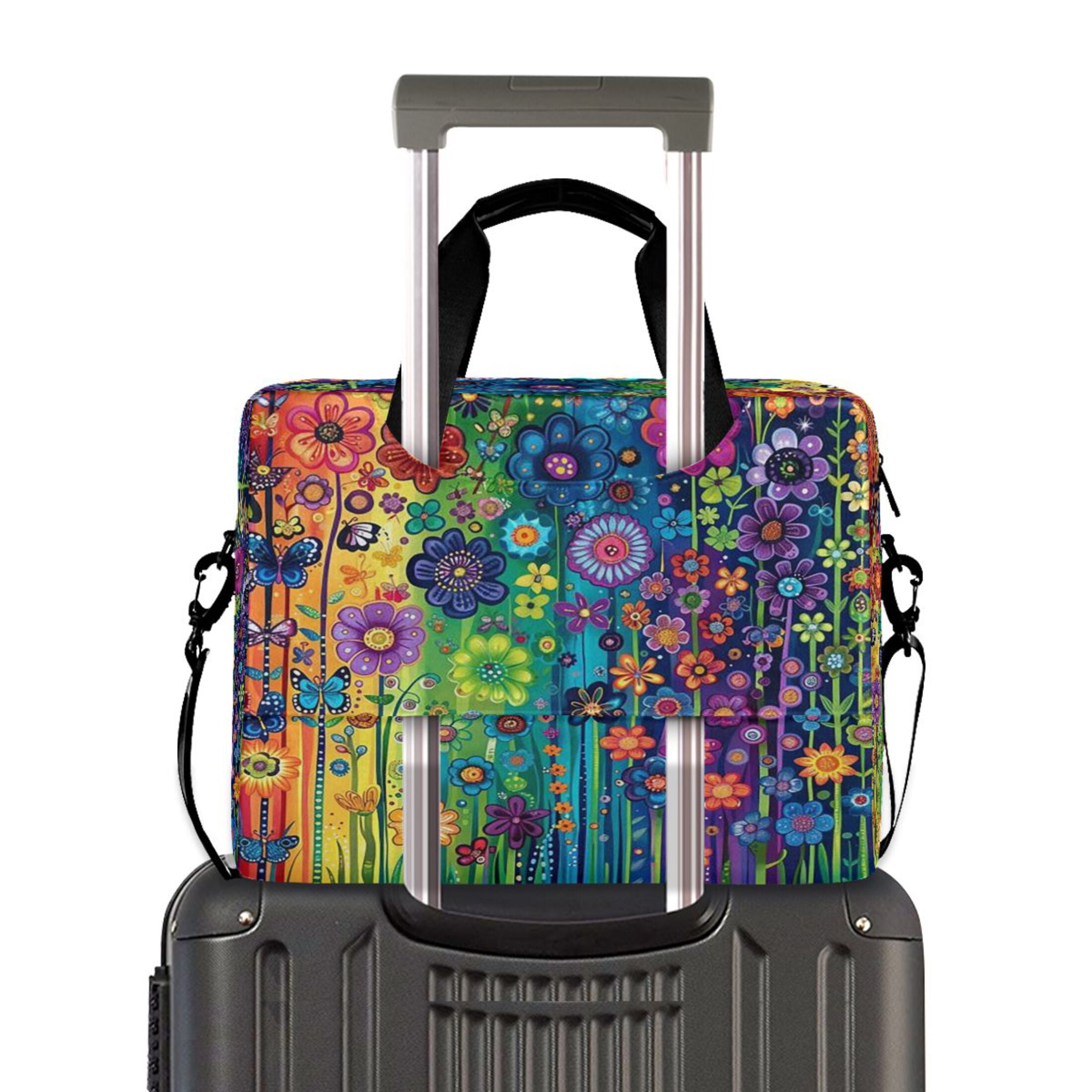 Laptop Bag Laptop Briefcase 15.7 x 3 x 11.8 Inches Laptop Bag Briefcases Laptop Storage Travel Laptop Bag Work Laptop Bag Purple Flowers and Butterflies