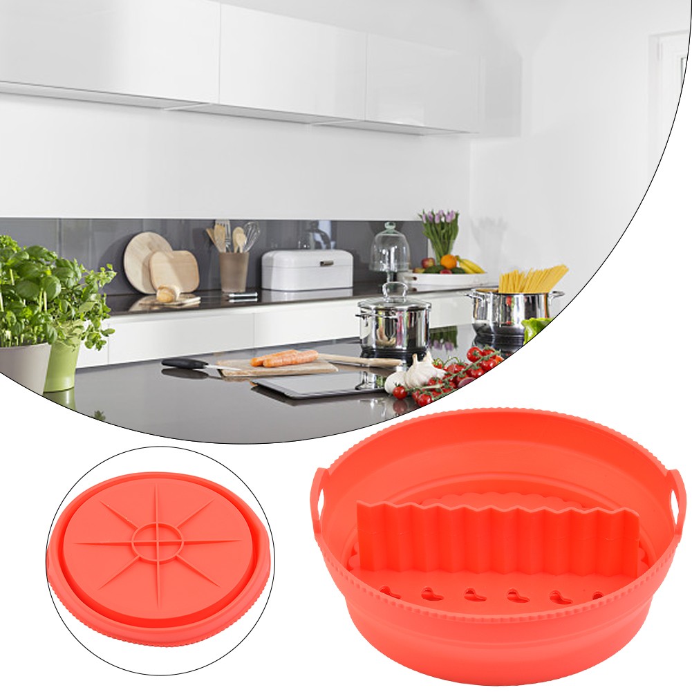 2 in 1 set Upgraded Foldable Air Fryers Basket with Detachable Divider