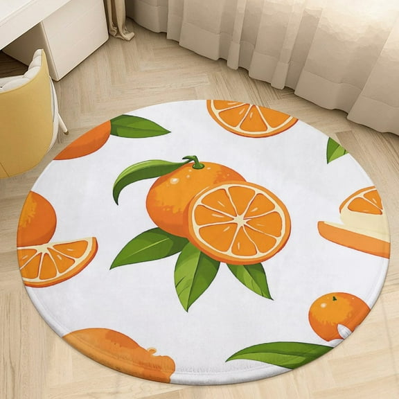 Colorful Fruit Pattern Round Area Rugs for Bedroom Living Room, 3FT Soft Indoor Circle Carpets, Carpet Home Decor Floor Mat