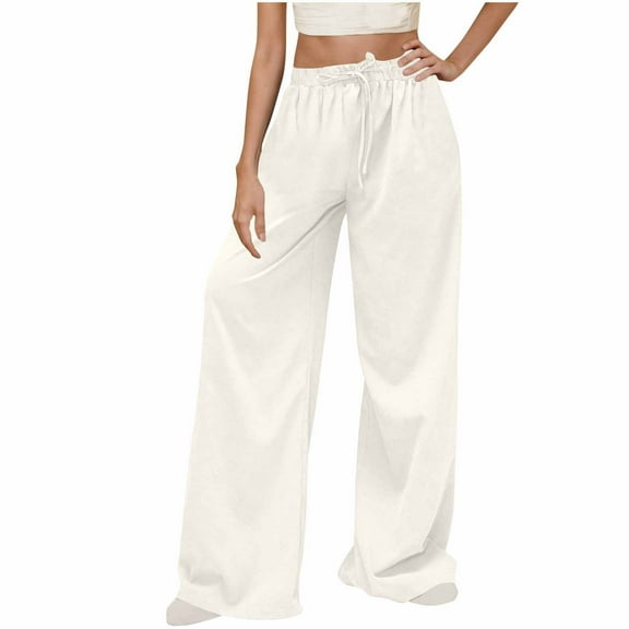 yillto Womens Lounge Pant Straight Leg Loose Elastic Waist Summer Pants for Women Palazzo Trousers