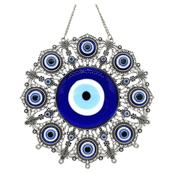 Blue Evil Eye Wall Decor - 7 Inch Turkish Nazar Amulet - Protective Hanging Ornament for Home & Office - Evil Eye Protection, Good Luck, Housewarming Gift