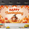 thumbnail image 2 of Cartoon Turkey Happy Thanksgiving Banner Autumn Leaves Harvest Decoration for Thanksgiving Celebration Home Decor, 2 of 9