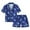 Blue, variant on Odeerbi Toddler Pajamas Boys Girls Pajamas Baby Kids Cartoon Flower Print Silk Satin Home Wear Clothes Suit Multicolor