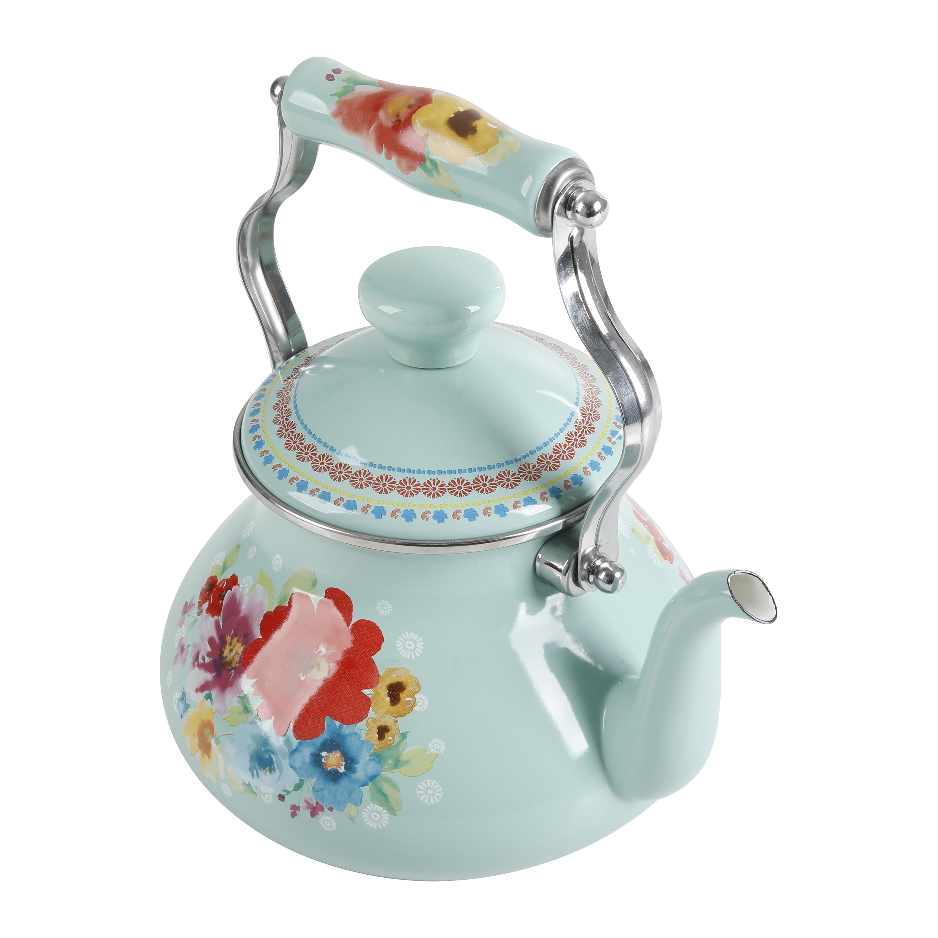 The Pioneer Woman Breezy Blossom Enamel On Steel 1.9-Quart Tea Kettle