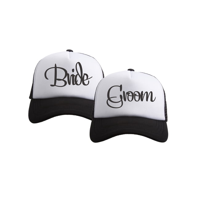 Gravity Threads Wedding Squad Trucker Hat - Bundle - Bride/Groom - Black/White