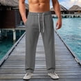 thumbnail image 2 of Bibifish Mens Pants Solid Color Casual Wide Leg Trousers Comfortable Relaxed Fit Elastic Waist Lightweight Breathable Daily Wear Sports Pants, 2 of 9