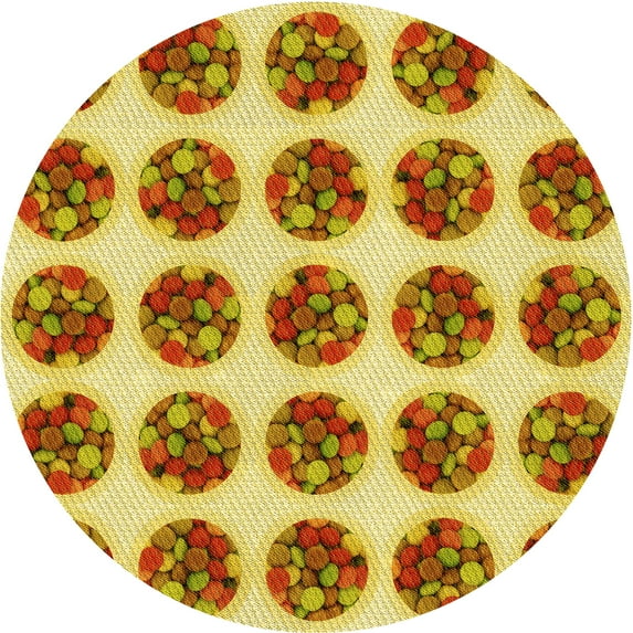 Ahgly Company Machine Washable Indoor Round Transitional Mahogany Brown Area Rugs, 4' Round