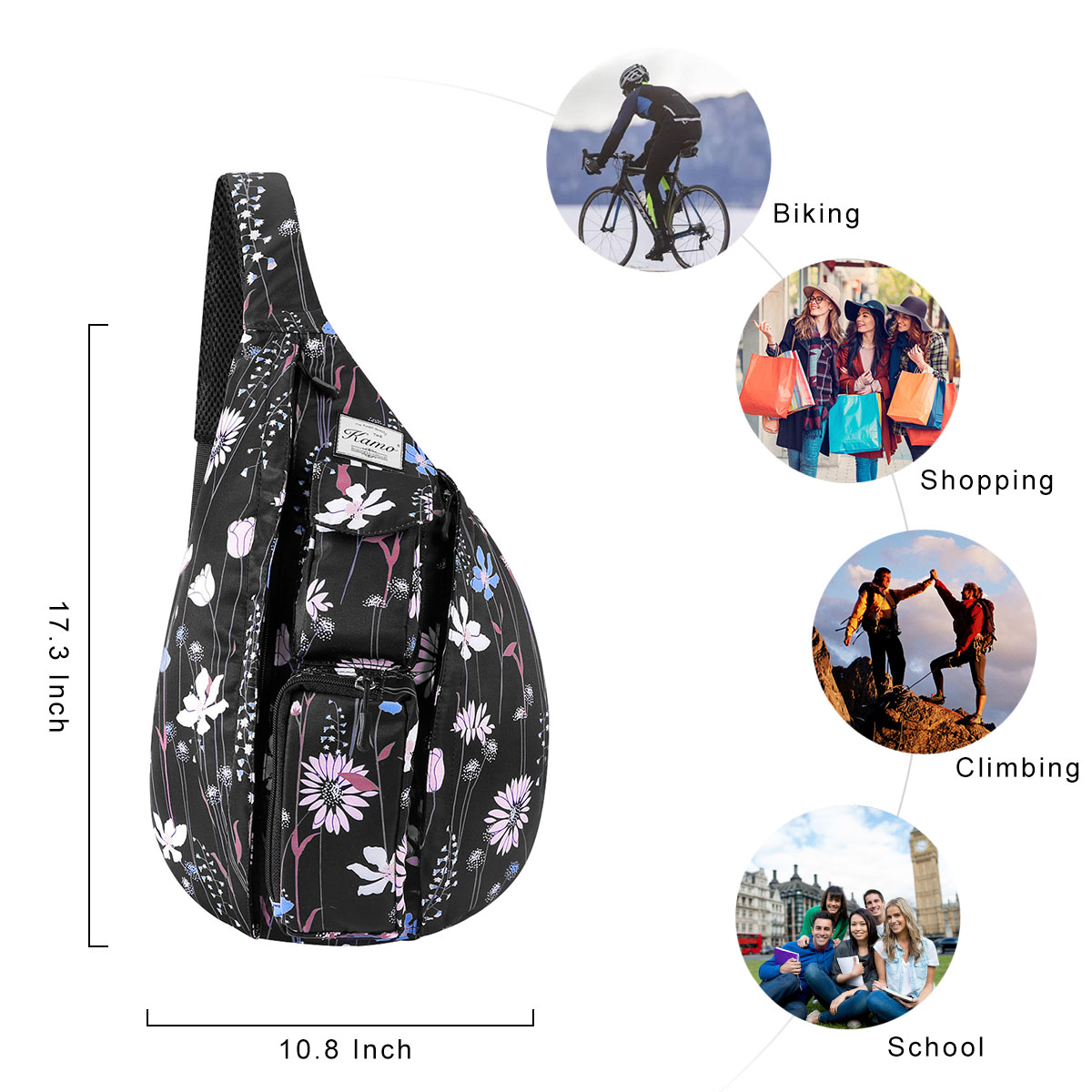 Sling Backpack- Rope Bag Crossbody Backpack Travel Multipurpose Unisex Daypack