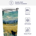 thumbnail image 4 of 11oz Double-Wall Vacuum Insulated Stainless Steel Tumbler with Straws Sports Mugs BPA-Free Black Cat Walking Fields, 4 of 7