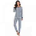 thumbnail image 3 of Women's Plaid Pajamas Set Long-sleeved Pajamas Soft Home Service Two-piece Set, 3 of 7