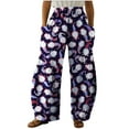 thumbnail image 2 of Puntoco Pantalones sueltos casuales vintage con estampado navideño para mujer Pantalones de pierna ancha casuales Pantalones Puntoco Puntoco-7407, 2 of 5