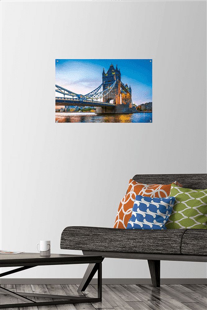 Timeless Visions - Tower Bridge Wall Poster with Pushpins, 14.725" x 22.375"