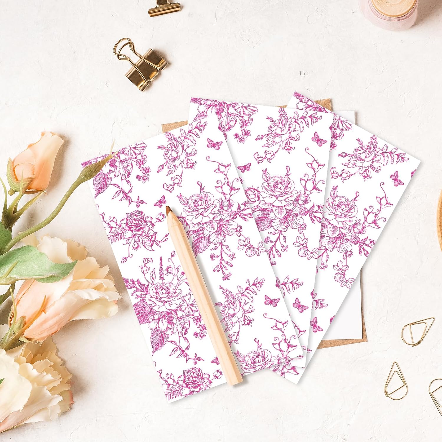 100 PCS Pink Napkins Disposable, Pink Wildflower Paper Napkins 3 Ply Paper Towels Home Party Guest Bathroom Chinoiserie Napkin Bridal Shower Wedding, Decorative Napkins