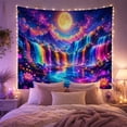 thumbnail image 2 of Glowing Moon Over Waterfalls In Starry Sky, Dreamy Fantasy For Nature Lovers, Mystical Wall Art Decor, Birthday Gift Tapestry Wall Hanging for Bedroom and Living Room, 2 of 7