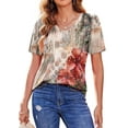 thumbnail image 4 of Fantaslook Blouses for Women Dressy Casual V Neck Pleated Tunic Tops Summer Short Sleeve Boho Shirts, 4 of 8