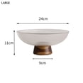 thumbnail image 2 of Frutero de cristal acanalado con base de madera. Plato decorativo moderno for servir en la mesa de la cocina o el comedor., 2 of 8