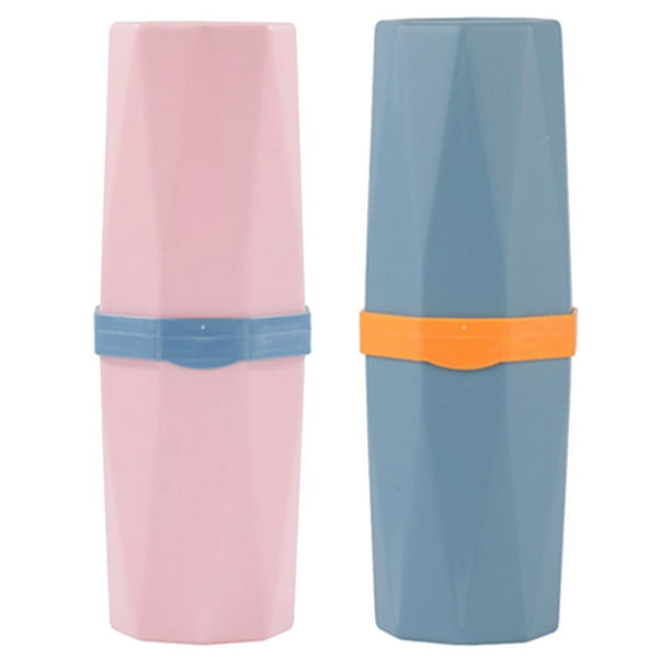 2 vasos para cepillos de dientes, estuches de viaje para cepillos de dientes, portacepillos de dientes portátil, vasos de viaje para cepillos de dientes.