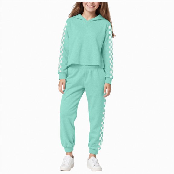 Zuwimk Toddler Boy Girls Clothes Long Sleeve Colorblock Hoodie Sweatshirt & Sweatpants 2PCS Fall Outfits(T010-Green)