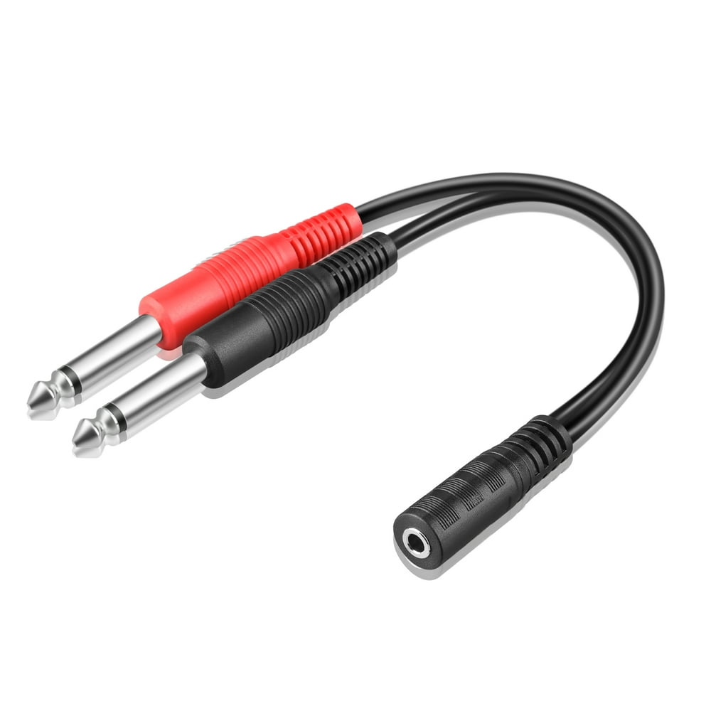 3.5mm TRS to 2 Dual 1/4 Inch TS Stereo Audio Breakout Cable Adapter 3.5mm 1/8" Female to 1/4