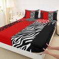 thumbnail image 3 of Homewish Romantic Valentines Day Twin Sheet Sets, Black Red Splash Twin Fitted Sheet, Chic Leopard Zabra Print Flat Sheet, Luxury Bedroom Decor, 3pcs, 3 of 7