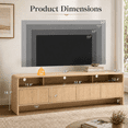 thumbnail image 3 of Papajet 70" Modern TV Stand for TVs Up to 80", Wood TV Console with Curved Profile Design & 2 Storage Cabinets for Living Room, Natural Oak, 3 of 12